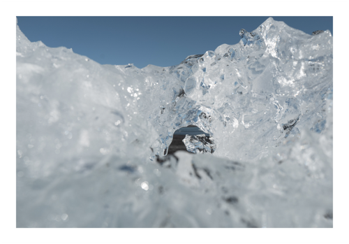 Fine art photography print of Iceland landscape seen through glass refraction on Hahnemühle Photo Rag paper
